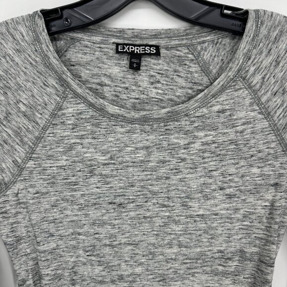 3/$25 Express Bodycon Mini Dress S Faux Wrap Marled Gray - Picture 6 of 9